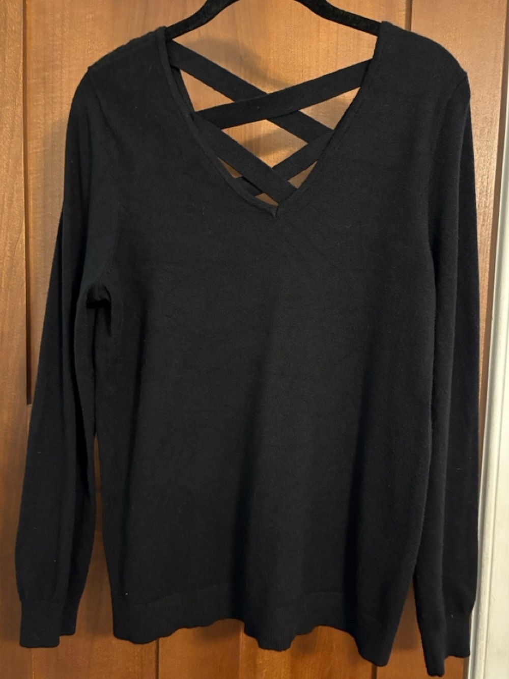 Soft, Cozy Crisscross Back Black Sweater - Women